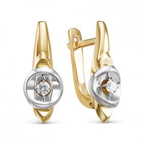 Серьги из лимонного золота КЮЗ Del'ta DБР121395рл с бриллиантом DБР121395рл фото