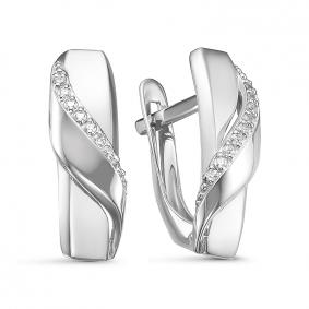 Серьги из белого золота КЮЗ Del'ta DБР121402б с бриллиантом DБР121402б фото