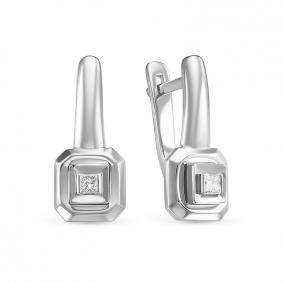 Серьги из белого золота КЮЗ Del'ta DБР121413рб с бриллиантом DБР121413рб фото