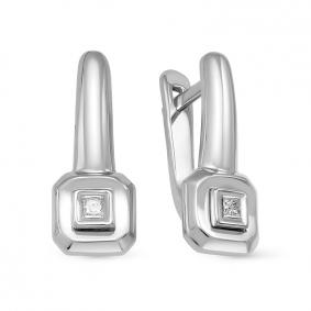Серьги из белого золота КЮЗ Del'ta DБР121414рб с бриллиантом DБР121414рб фото