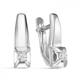 Серьги из белого золота КЮЗ Del'ta DБР121421рб с бриллиантом DБР121421рб фото