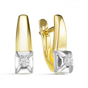 Серьги из лимонного золота КЮЗ Del'ta DБР121421рл с бриллиантом DБР121421рл фото