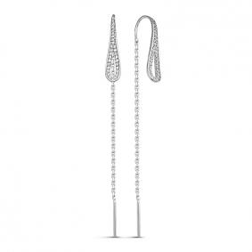 Серьги из белого золота КЮЗ Del'ta DБР121423б с бриллиантом DБР121423б фото