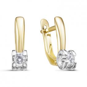 Серьги из лимонного золота КЮЗ Del'ta DБР121457рл с бриллиантом DБР121457рл фото