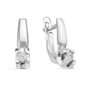 Серьги из белого золота КЮЗ Del'ta DБР121478рб с бриллиантом DБР121478рб фото