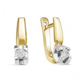 Серьги из лимонного золота КЮЗ Del'ta DБР121478рл с бриллиантом DБР121478рл фото