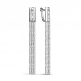 Серьги из белого золота КЮЗ Del'ta DБР121497б с бриллиантом DБР121497б фото