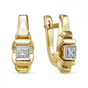 Серьги из лимонного золота КЮЗ Del'ta DБР121502рл с бриллиантом DБР121502рл фото