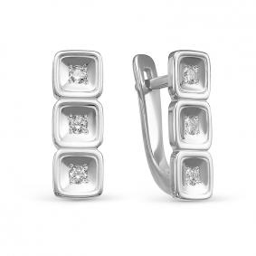 Серьги из белого золота КЮЗ Del'ta DБР121506б с бриллиантом DБР121506б фото