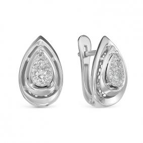 Серьги из белого золота КЮЗ Del'ta DБР121510рб с бриллиантом DБР121510рб фото