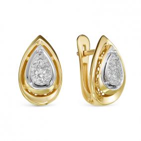 Серьги из лимонного золота КЮЗ Del'ta DБР121510рл с бриллиантом DБР121510рл фото