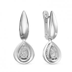 Серьги из белого золота КЮЗ Del'ta DБР121513рб с бриллиантом DБР121513рб фото