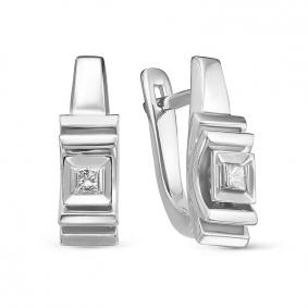 Серьги из белого золота КЮЗ Del'ta DБР121526рб с бриллиантом DБР121526рб фото