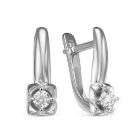 Серьги из белого золота КЮЗ Del'ta DБР121546б с бриллиантом DБР121546б фото