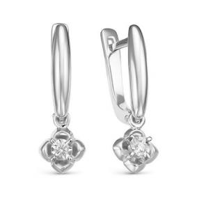 Серьги из белого золота КЮЗ Del'ta DБР121547б с бриллиантом DБР121547б фото