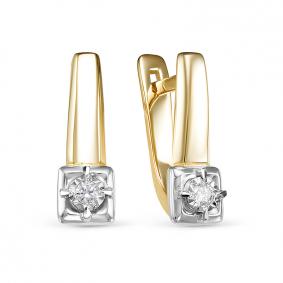 Серьги из лимонного золота КЮЗ Del'ta DБР121548л с бриллиантом DБР121548л фото