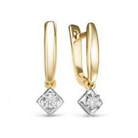Серьги из лимонного золота КЮЗ Del'ta DБР121550л с бриллиантом DБР121550л фото