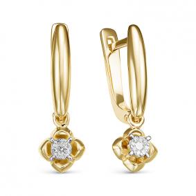 Серьги из лимонного золота КЮЗ Del'ta DБР121553л с бриллиантом DБР121553л фото