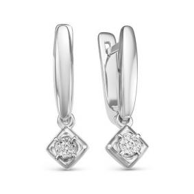 Серьги из белого золота КЮЗ Del'ta DБР121556б с бриллиантом DБР121556б фото