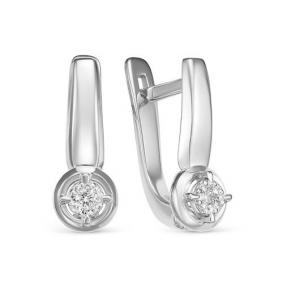 Серьги из белого золота КЮЗ Del'ta DБР121557б с бриллиантом DБР121557б фото