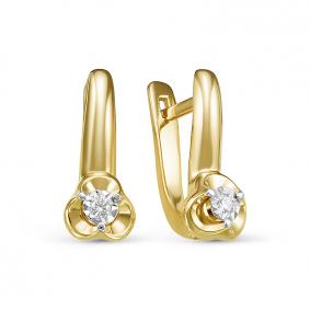 Серьги из лимонного золота КЮЗ Del'ta DБР121558л с бриллиантом DБР121558л фото