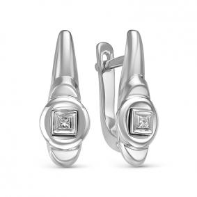 Серьги из белого золота КЮЗ Del'ta DБР121561рб с бриллиантом DБР121561рб фото