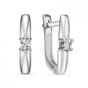 Серьги из белого золота КЮЗ Del'ta DБР121563б с бриллиантом DБР121563б фото