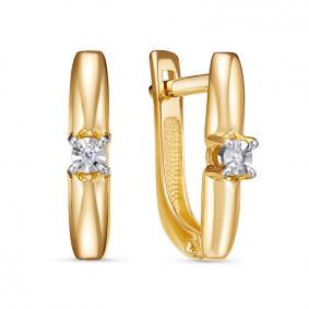 Серьги из лимонного золота КЮЗ Del'ta DБР121563л с бриллиантом DБР121563л фото