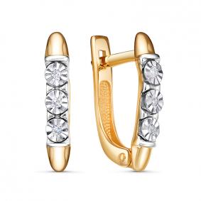 Серьги из лимонного золота КЮЗ Del'ta DБР121564л с бриллиантом DБР121564л фото