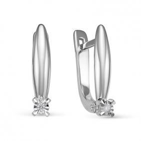 Серьги из белого золота КЮЗ Del'ta DБР121575б с бриллиантом DБР121575б фото