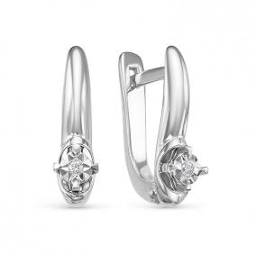 Серьги из белого золота КЮЗ Del'ta DБР121580б с бриллиантом DБР121580б фото