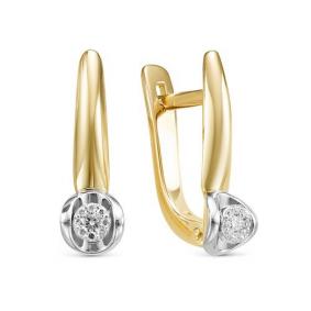 Серьги из лимонного золота КЮЗ Del'ta DБР121583л с бриллиантом DБР121583л фото