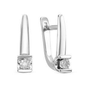 Серьги из белого золота КЮЗ Del'ta DБР121585б с бриллиантом DБР121585б фото