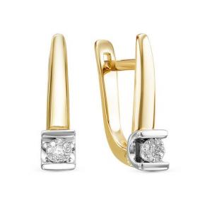 Серьги из лимонного золота КЮЗ Del'ta DБР121585л с бриллиантом DБР121585л фото
