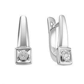 Серьги из белого золота КЮЗ Del'ta DБР121586б с бриллиантом DБР121586б фото