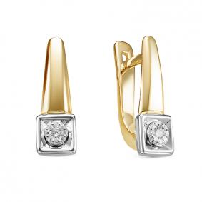 Серьги из лимонного золота КЮЗ Del'ta DБР121586л с бриллиантом DБР121586л фото