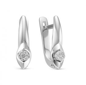 Серьги из белого золота КЮЗ Del'ta DБР121588б с бриллиантом DБР121588б фото