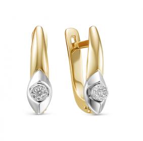Серьги из лимонного золота КЮЗ Del'ta DБР121588л с бриллиантом DБР121588л фото