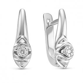 Серьги из белого золота КЮЗ Del'ta DБР121589б с бриллиантом DБР121589б фото