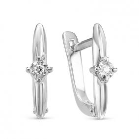 Серьги из белого золота КЮЗ Del'ta DБР121592б с бриллиантом DБР121592б фото