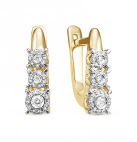 Серьги из лимонного золота КЮЗ Del'ta DБР121596л с бриллиантом DБР121596л фото