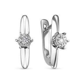 Серьги из белого золота КЮЗ Del'ta DБР121598б с бриллиантом DБР121598б фото