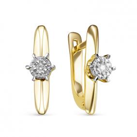 Серьги из лимонного золота КЮЗ Del'ta DБР121598л с бриллиантом DБР121598л фото