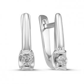 Серьги из белого золота КЮЗ Del'ta DБР121613б с бриллиантом DБР121613б фото