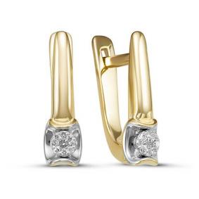 Серьги из лимонного золота КЮЗ Del'ta DБР121613л с бриллиантом DБР121613л фото