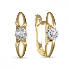 Серьги из лимонного золота КЮЗ Del'ta DБР121630л с бриллиантом DБР121630л фото