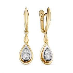 Серьги из лимонного золота КЮЗ Del'ta DБР121695рл с бриллиантом DБР121695рл фото