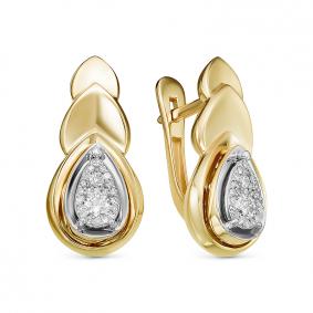 Серьги из лимонного золота КЮЗ Del'ta DБР121696рл с бриллиантом DБР121696рл фото