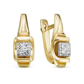 Серьги из лимонного золота КЮЗ Del'ta DБР121699рл с бриллиантом DБР121699рл фото