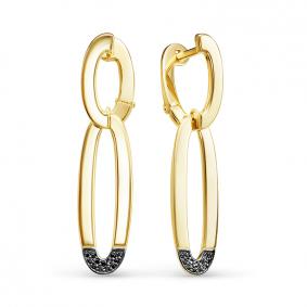 Серьги из лимонного золота КЮЗ Del'ta DБР121705л с чёрным бриллиантом DБР121705л фото